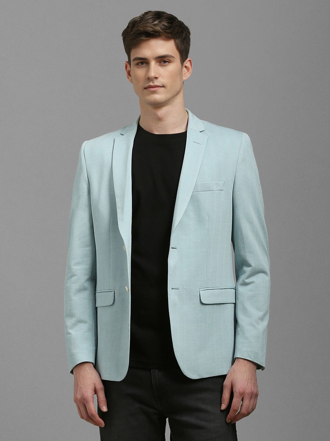 

Louis Philippe Sport Self Design Single-Breasted Blazer, Blue