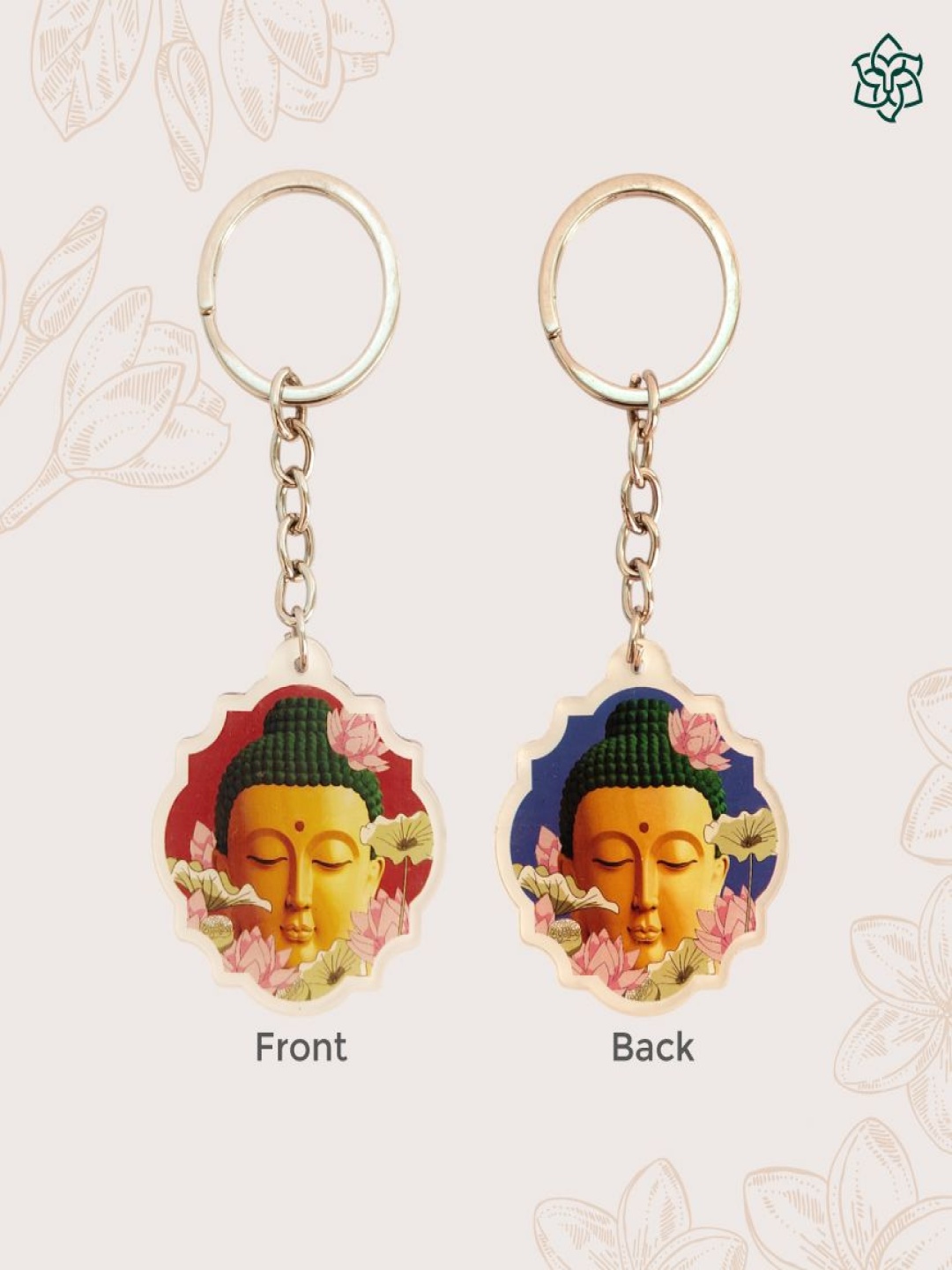 

MAATIR DESIGNS Printed Buddha Keychain, Yellow