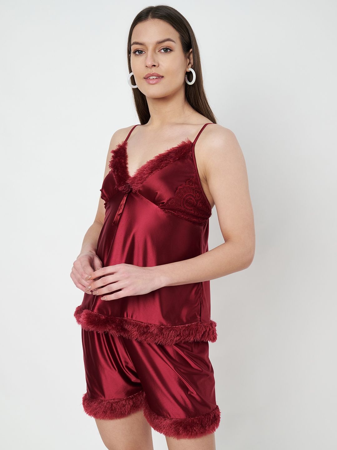 

KOI SLEEPWEAR Women Sleeveless Night suit, Maroon