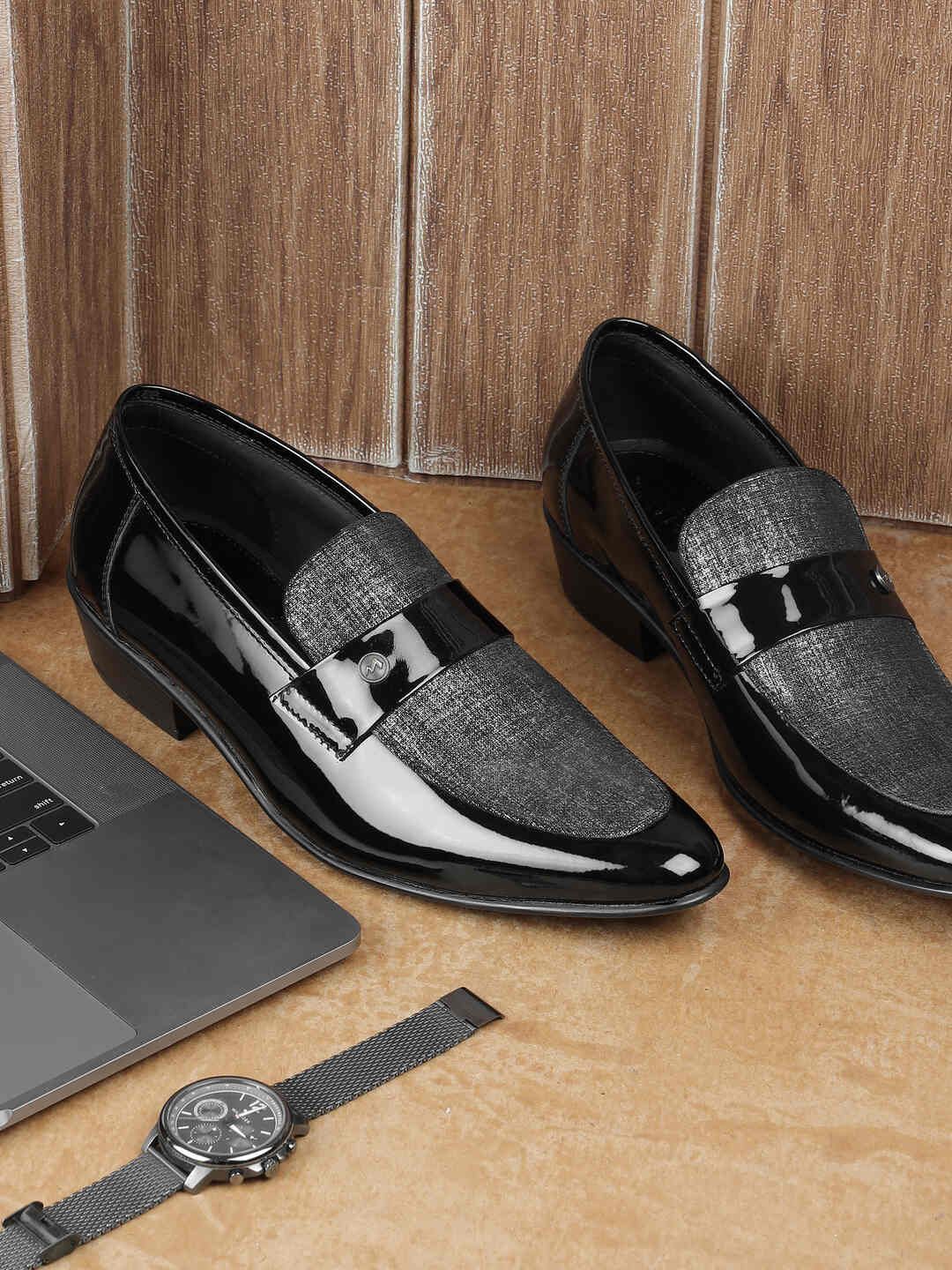 

Metro Men Leather Slip On Formal Loafers Shoes, Black