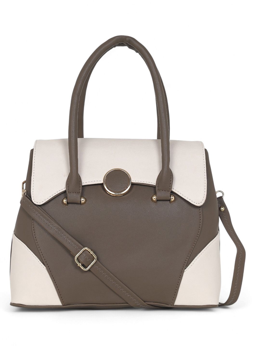 

Stamp Women Colourblocked Structured Handheld Bag, Olive