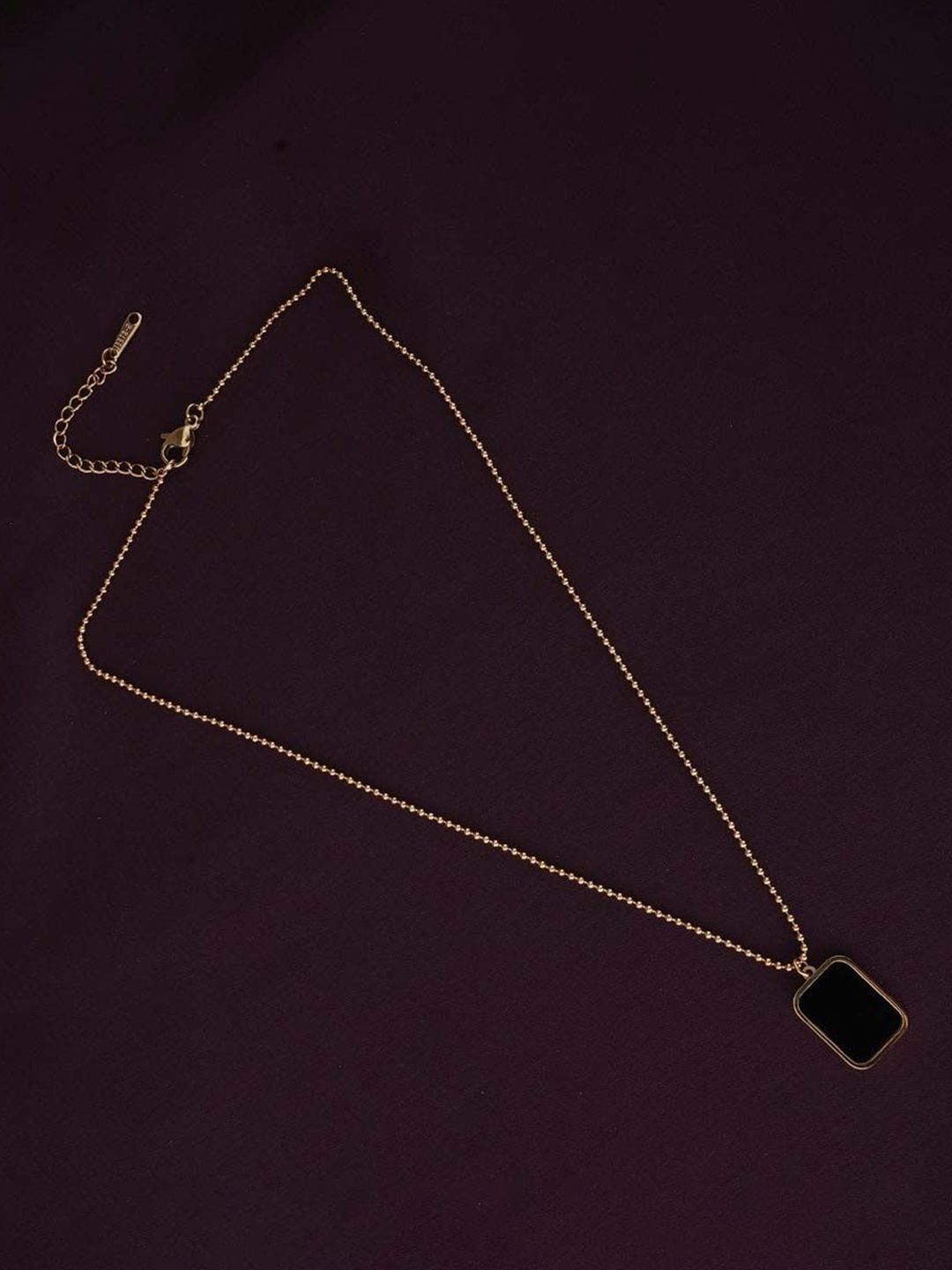 

PALMONAS 18KT Gold Plated Onyx Waterproof & Anti-Tarnish Square Pendant with Chain