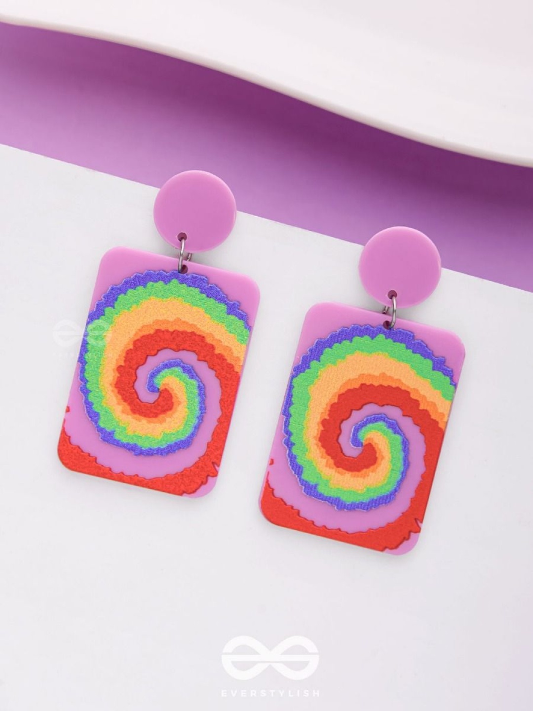 

EVERSTYLISH THE CARNIVAL COILS Geometric Shaped Drop Earrings, Purple