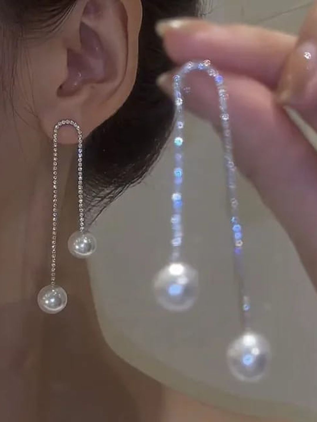 

BEYTER Stainless Steel Zircons Studded Contemporary Shaped Drop Earrings, Gold