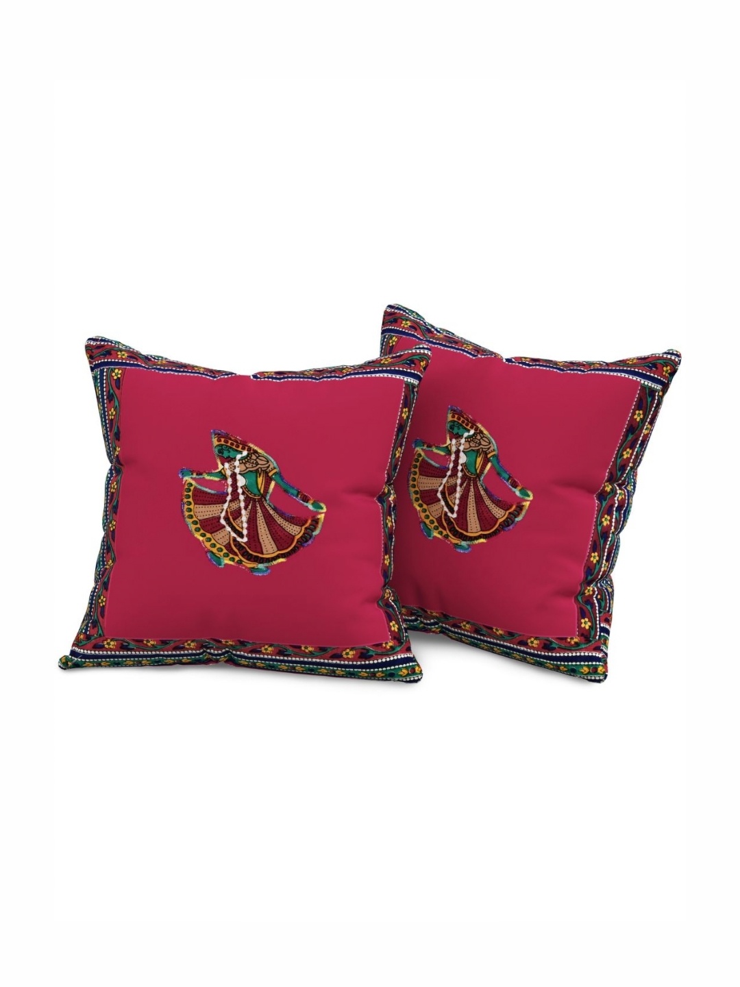 

The Craft Monk Maroon & Black 2 Pieces Applique Work Cotton Square Cushion Covers