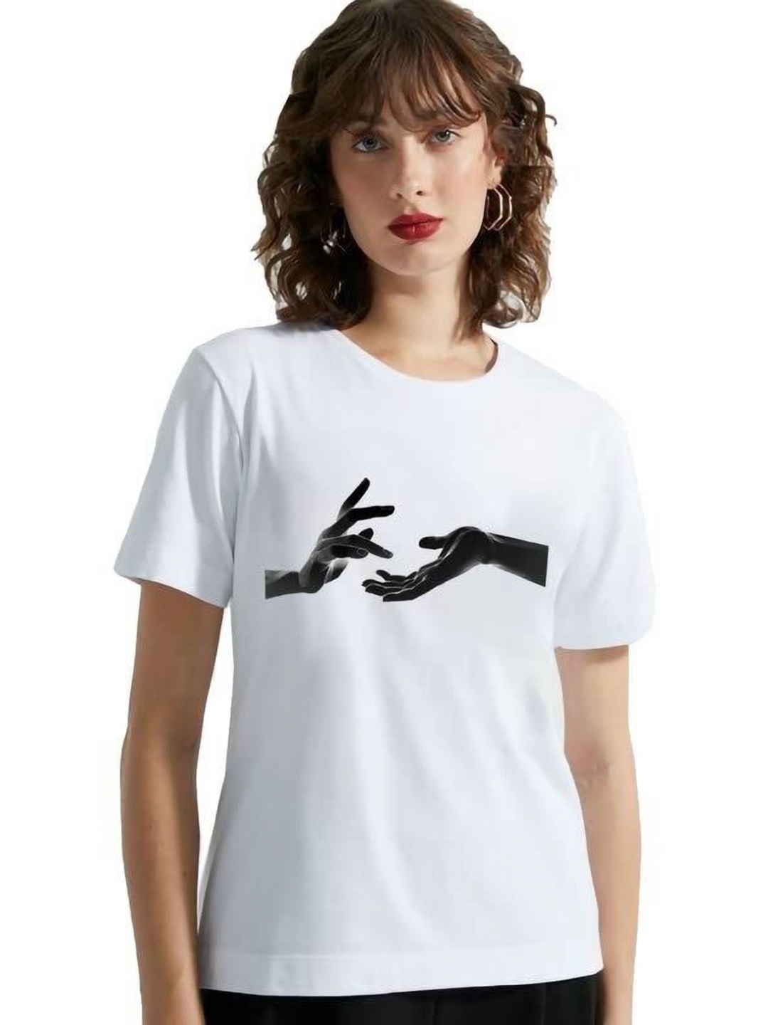 

VLAM Women Printed Applique T-shirt, White