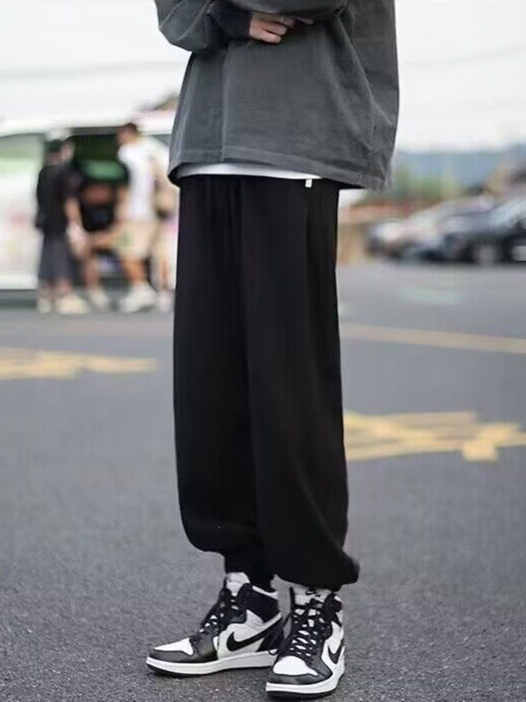 

StyleCast Men Cotton Mid-Rise Joggers Trousers, Black