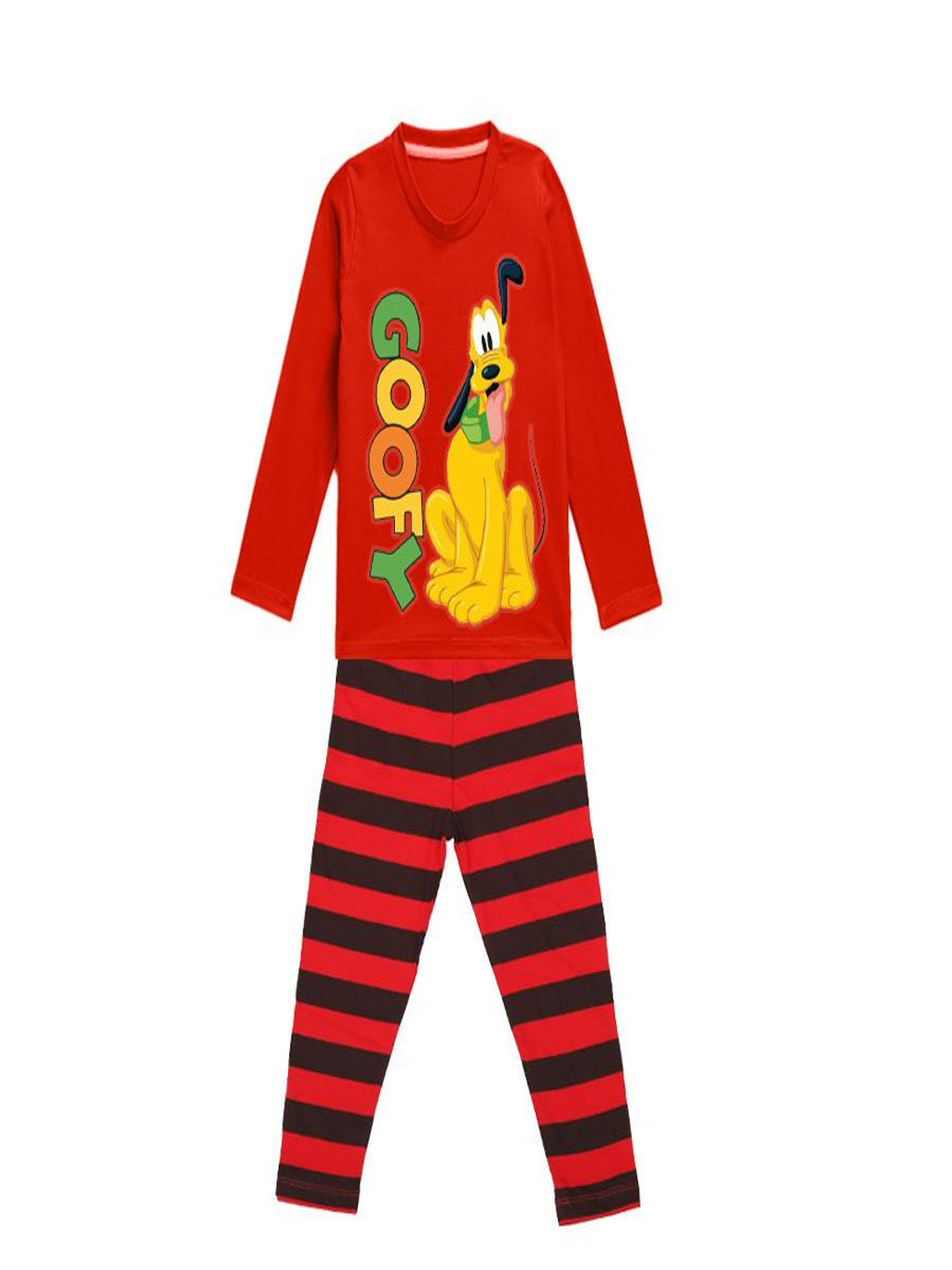 

YK Disney Boys Goofy Printed Pure Cotton Night suit, Red