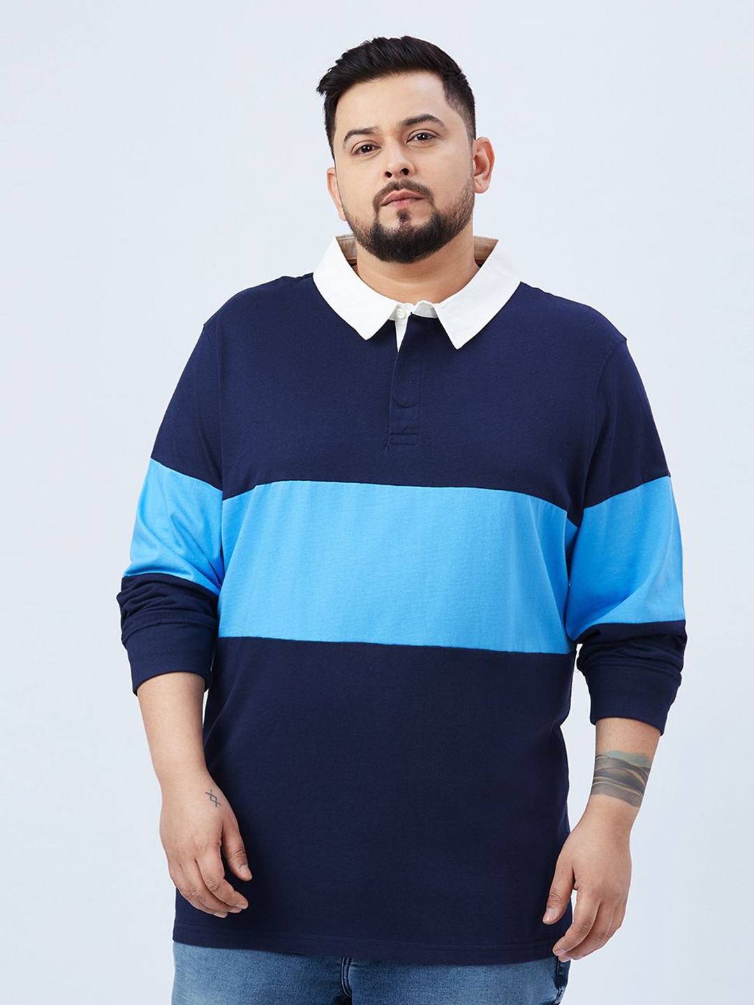 

Santonio Men Plus Size Colourblocked Sweatshirt, Navy blue