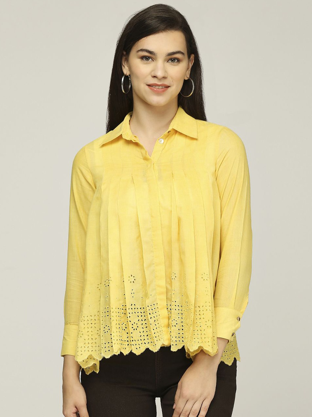 

Iti Cotton Shirt Style Top, Yellow