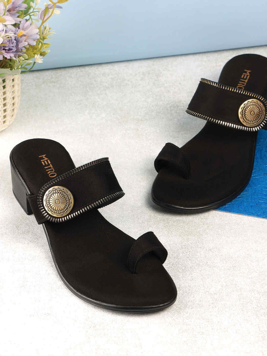 

Metro Open Toe Block Heel Sandals, Black