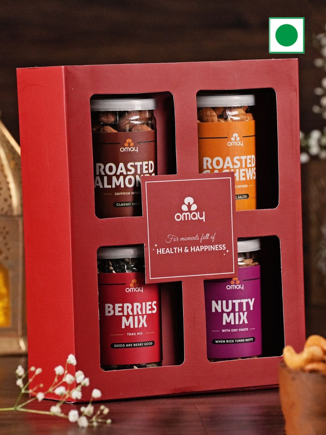 

Omay Foods 4-Pcs Wholesome Treats Valentine Gift Box, Red