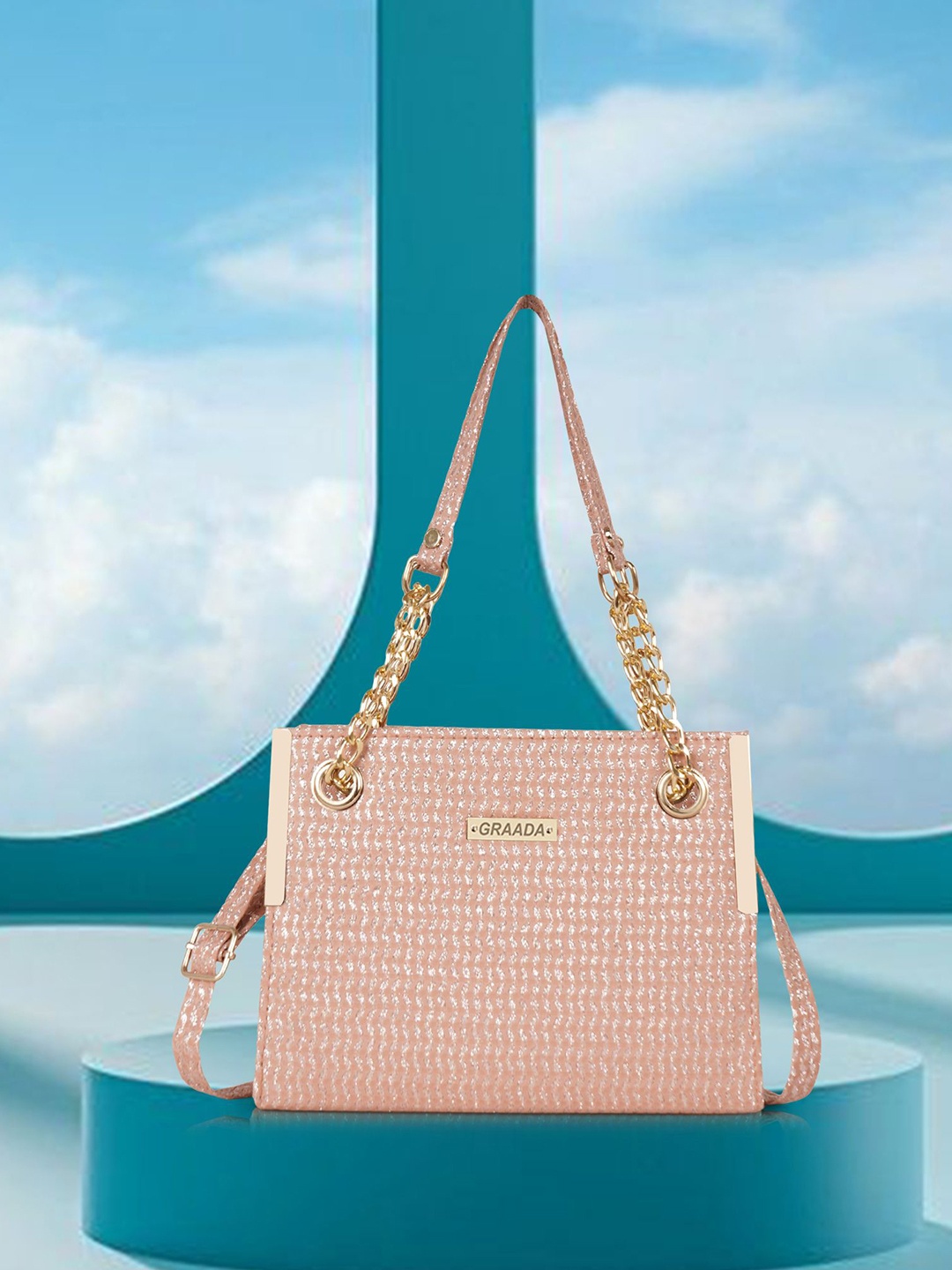 

GRAADA Oversized Structured Satchel, Peach