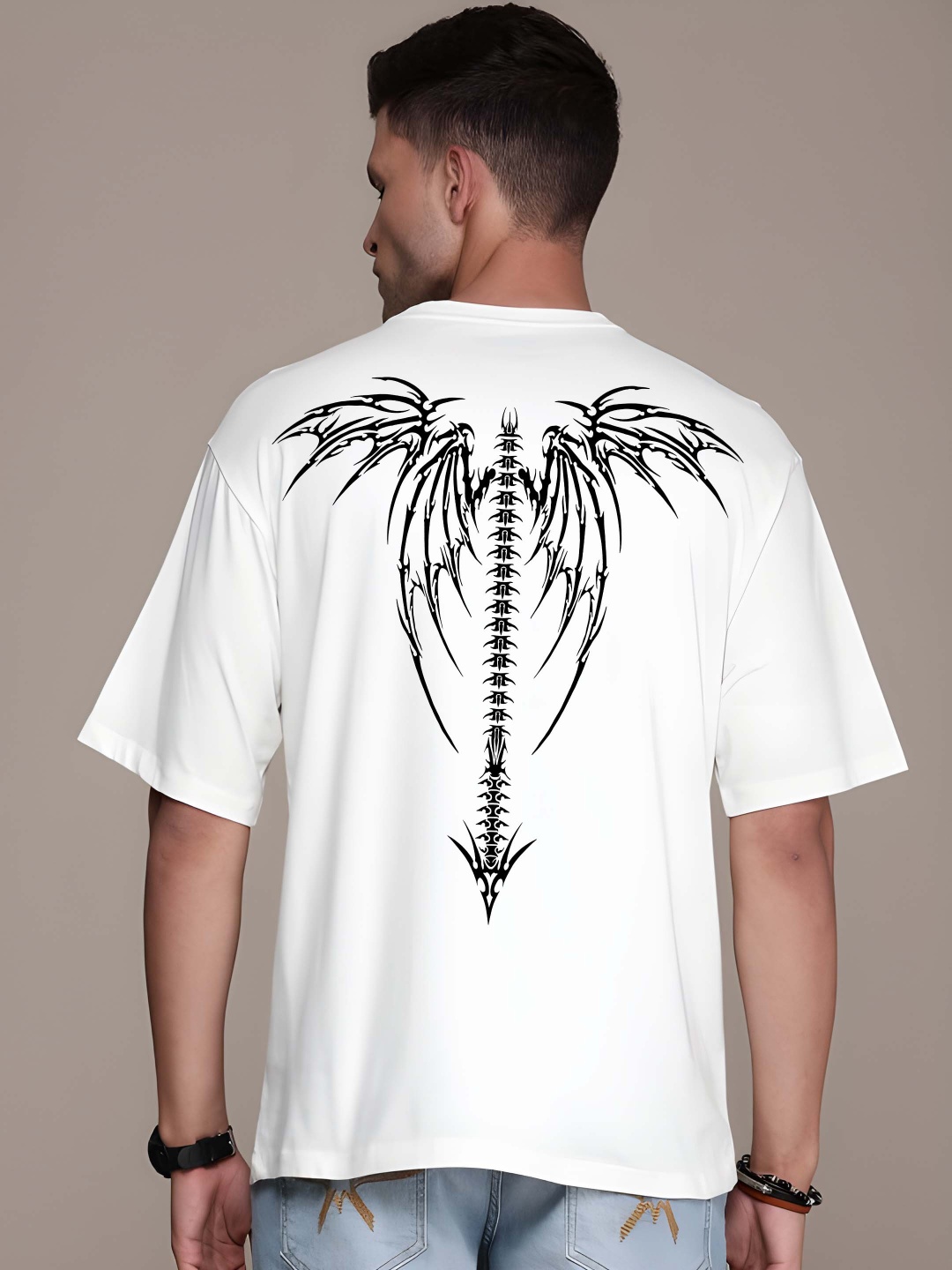 

Moda Rapido Men Drop-Shoulder Sleeves Pure Cotton T-shirt, White