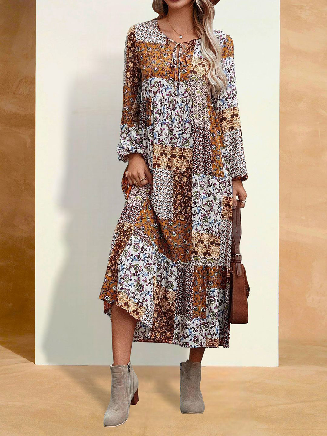 

BAESD Women Ethnic Motifs Printed Fit & Flare Dress, Multi