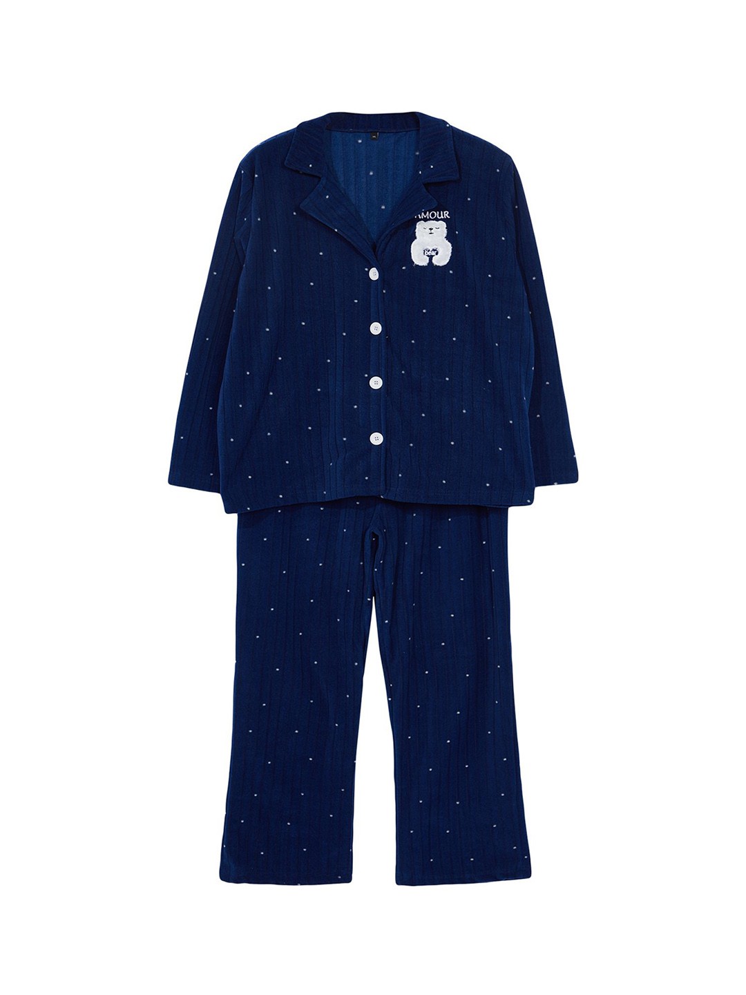 

Trendyol Printed Lapel Collar Night Suits, Blue
