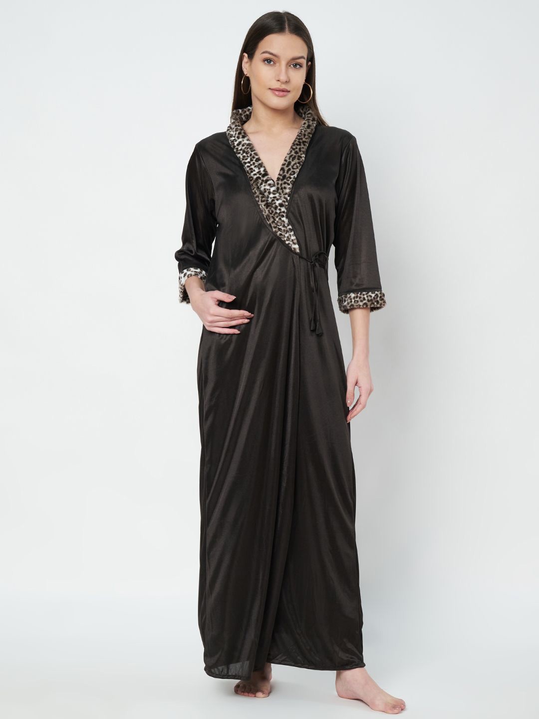 

KOI SLEEPWEAR Women Everyday Maxi Wrap Nightdress, Black