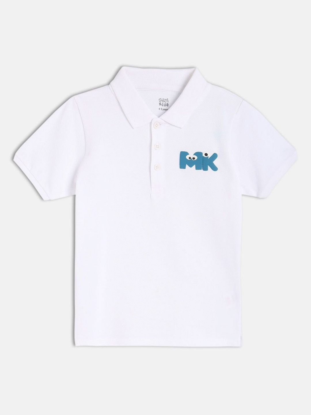 

MINI KLUB Boys Typography Printed Polo Collar Pure Cotton T-shirt, White