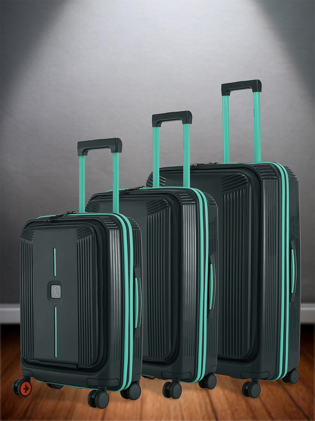 

Nasher Miles Alexandria Polypropylene Set of 3 S/M/L Grey Teal Trolley Bags (55-65-75 cm)