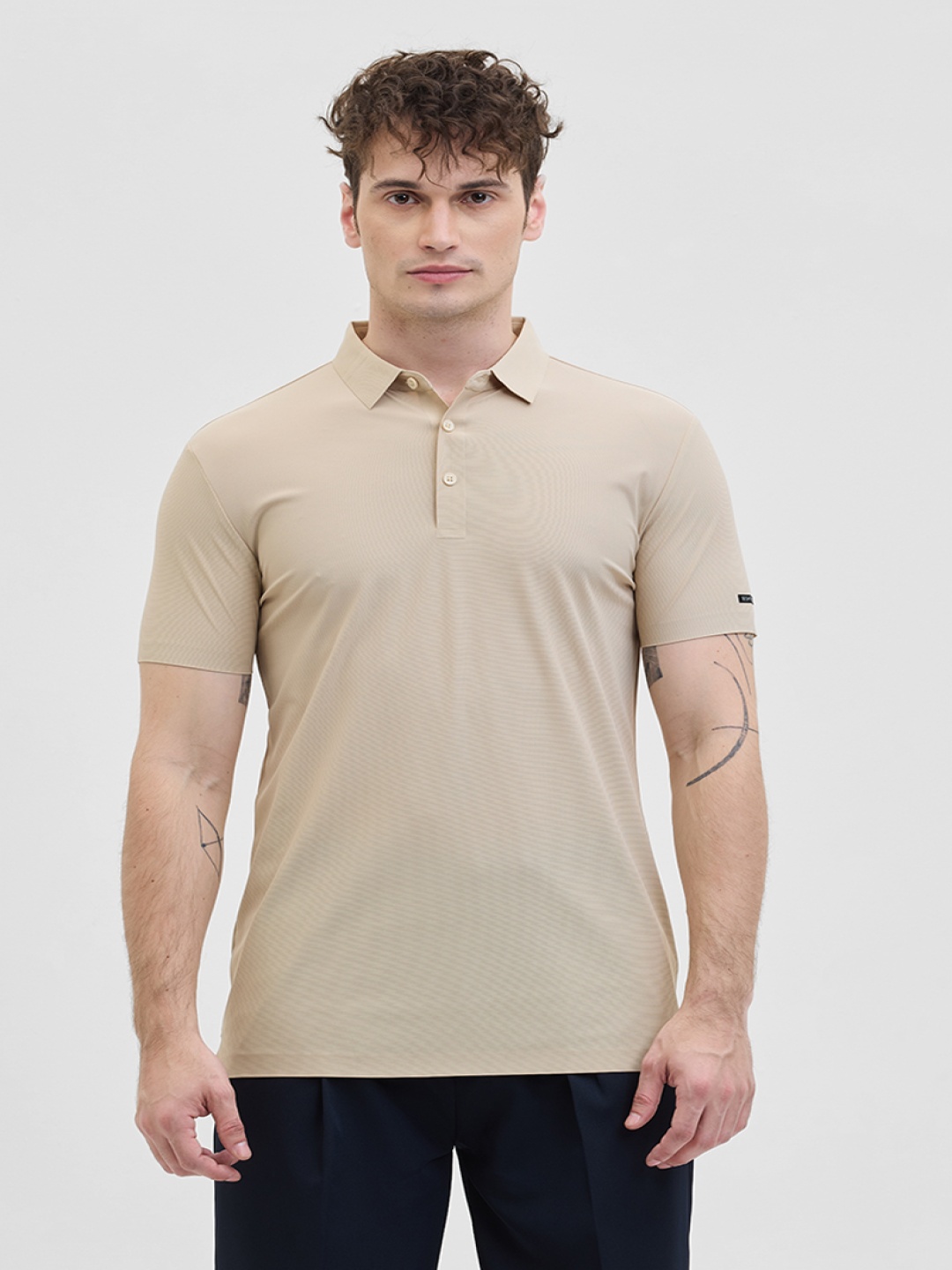 

Snitch Men Polo Collar Slim Fit T-shirt, Beige