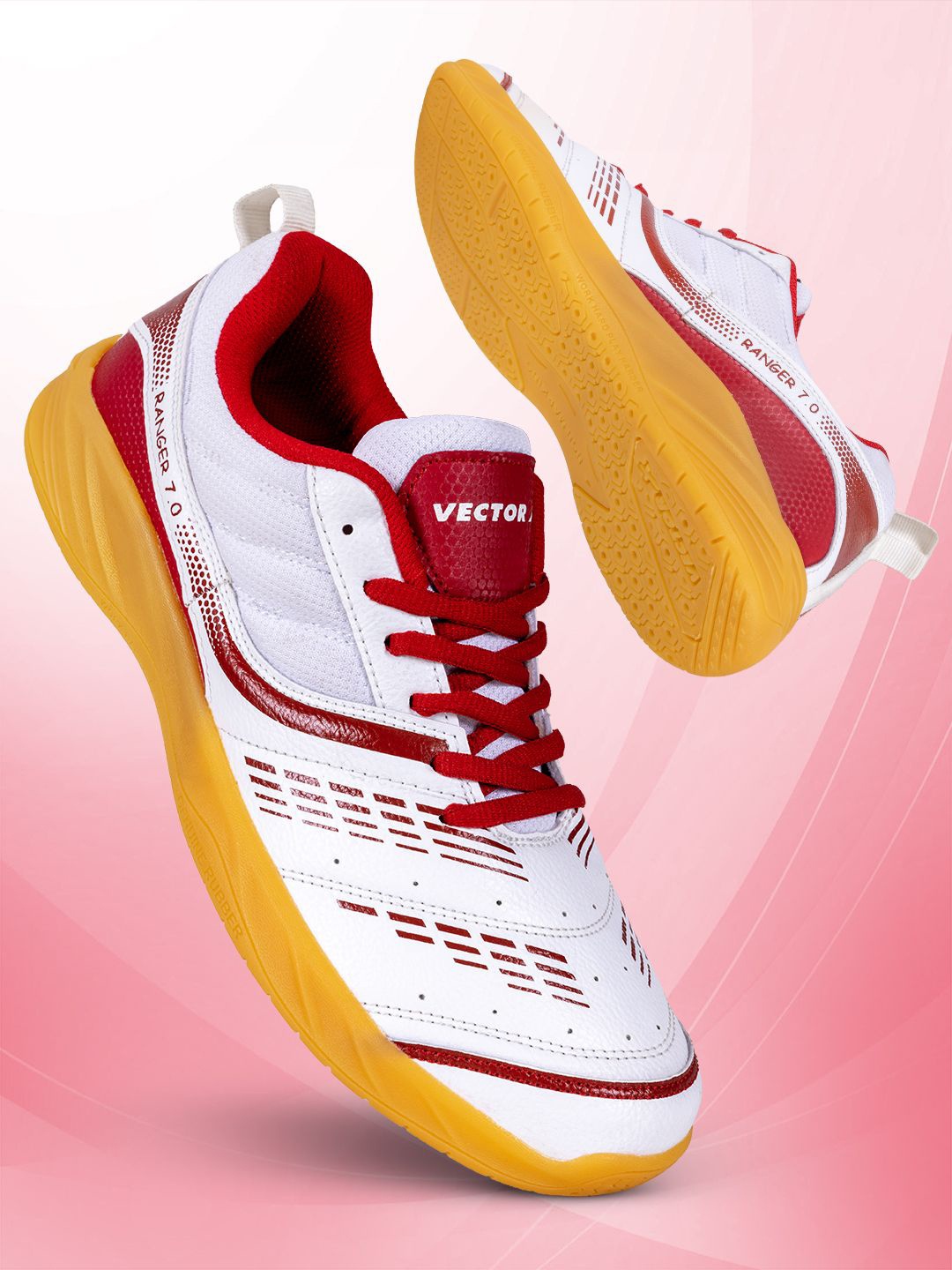 

VECTOR X Men Badminton Non-Marking Lace-Ups Shoes, White