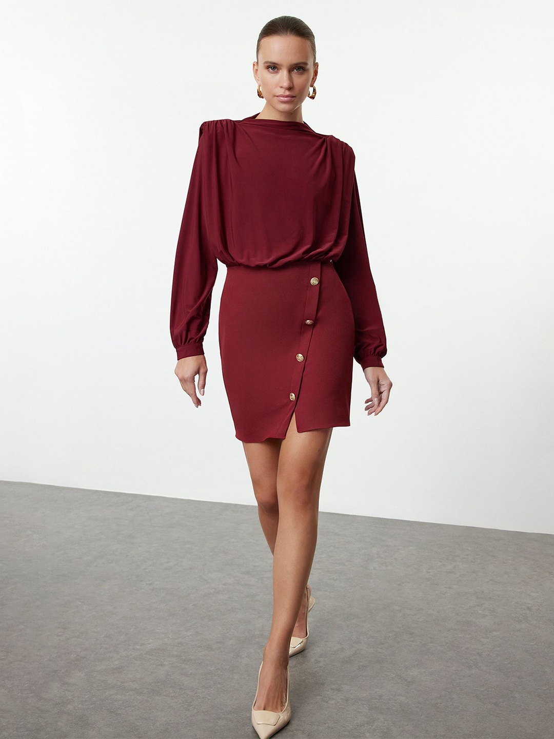 

Trendyol Blouson Mini Dress, Na