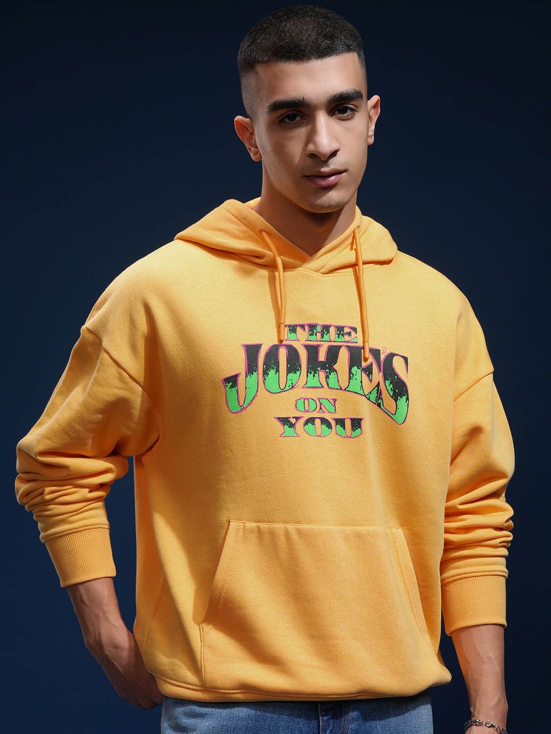 

HIGHLANDER Men Printed Hooded Sweatshirt, Yellow