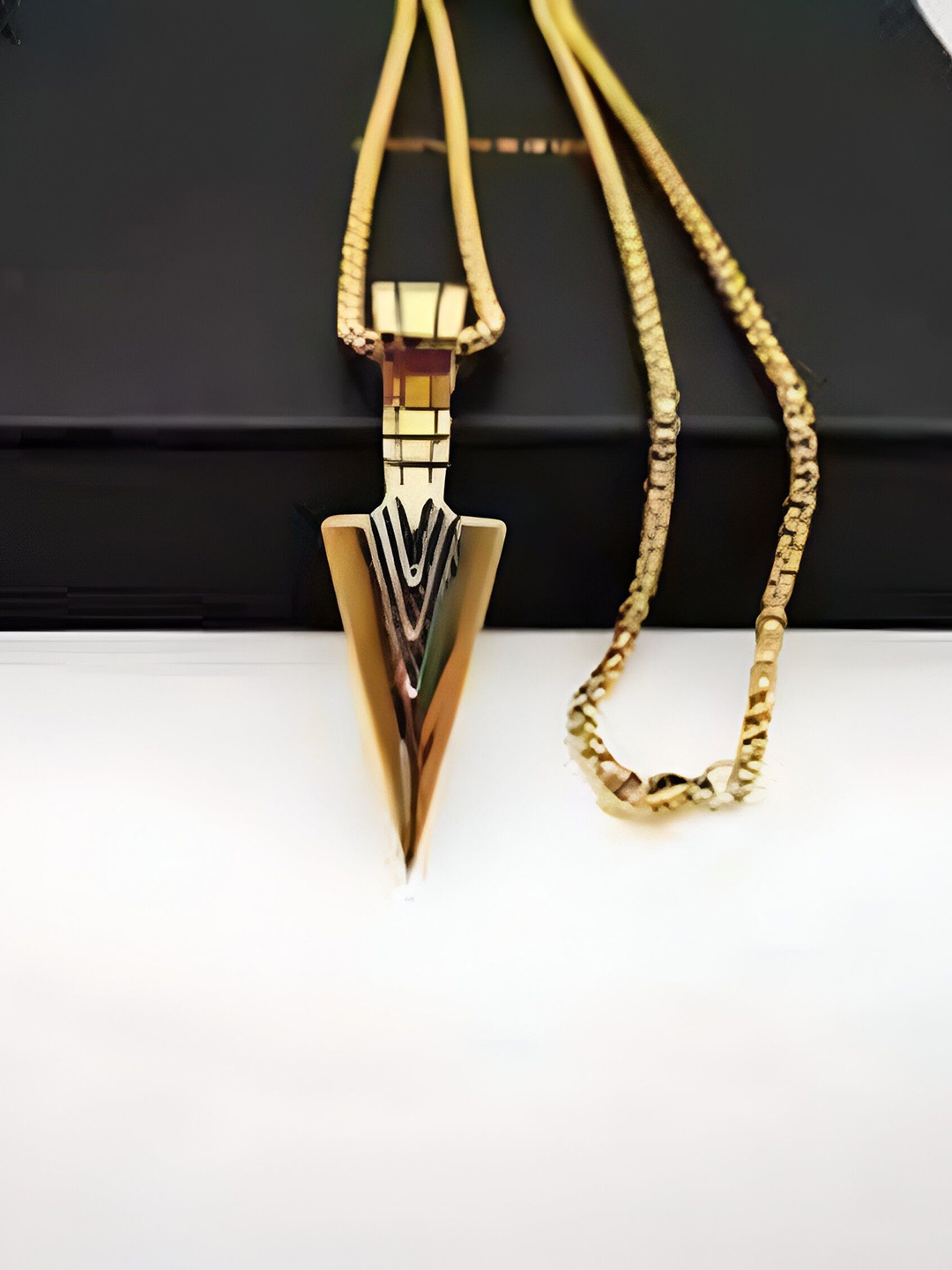 

RUHI COLLECTION Gold-Plated Stainless Steel Triangle Arrow Pendant with Chain