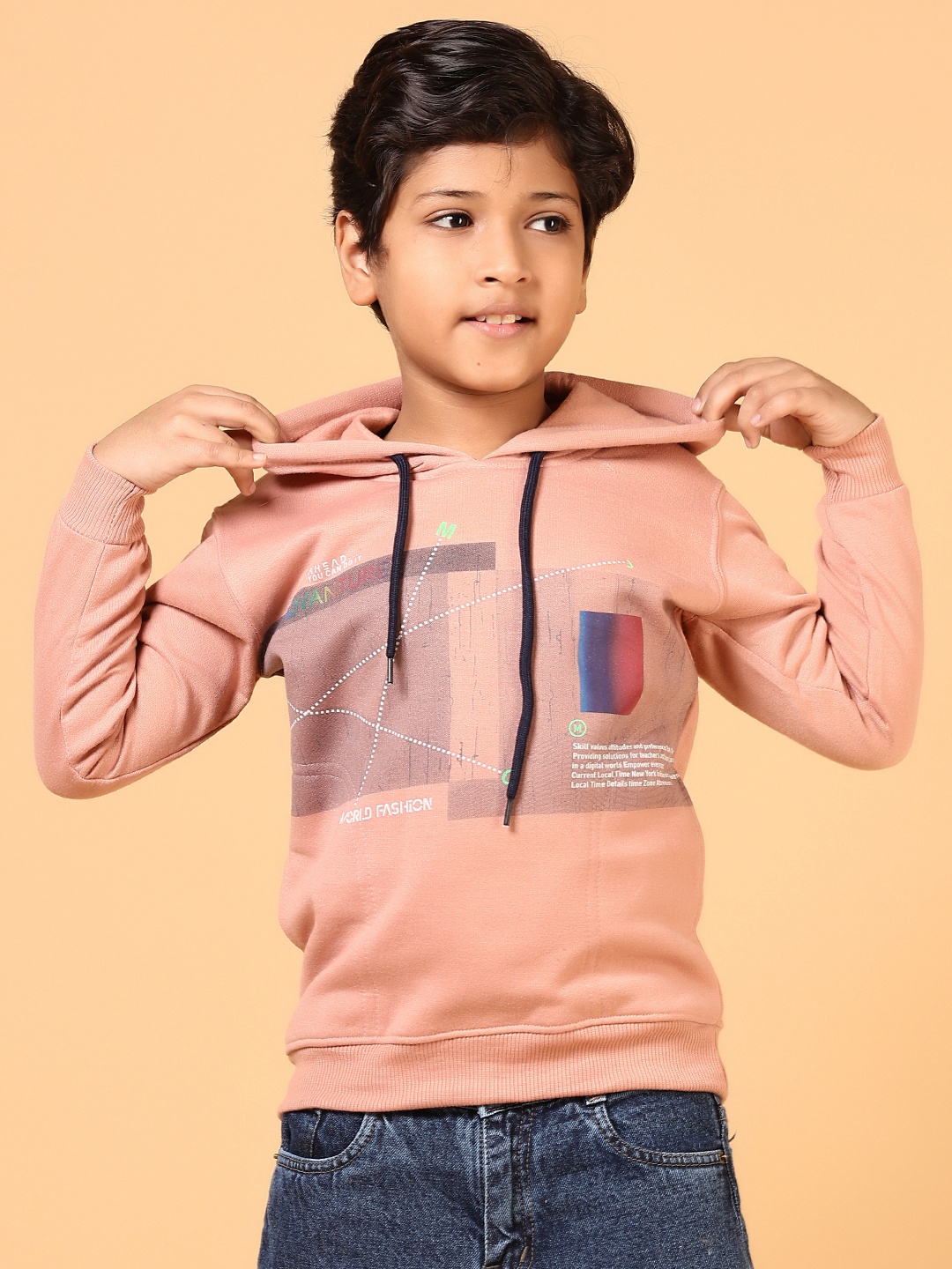 

V-Mart Boys Printed Sweatshirt, Peach