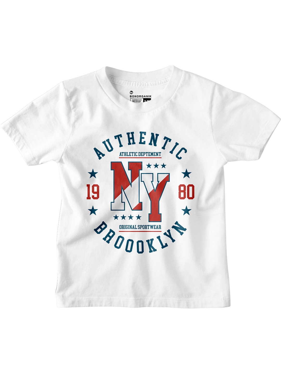 

BonOrganik Boys Graphic Printed Round Neck Cotton T-shirt, White