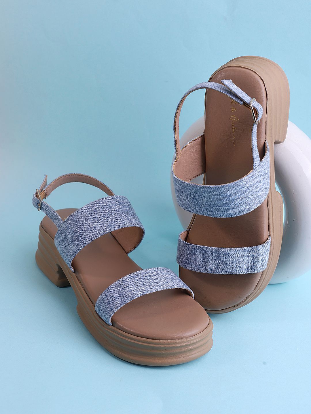 

Mast & Harbour Open Toe Platform Heel Sandals, Blue