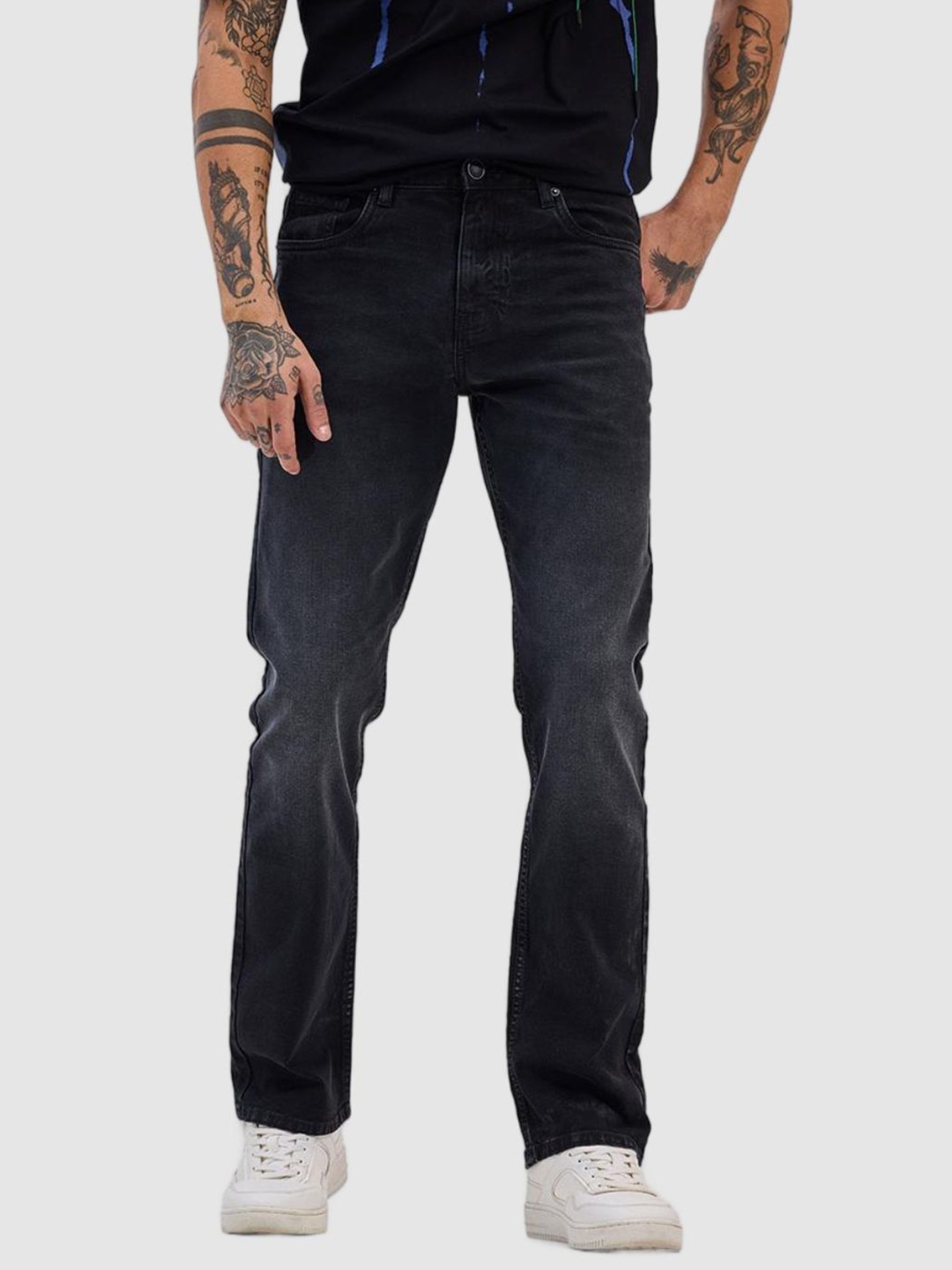 

Snitch Men Black Plain Regular Fit Jeans