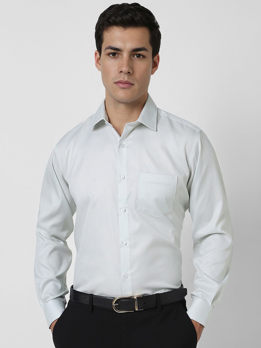 

Van Heusen Men Spread Collar Textured Cotton Formal Shirt, White