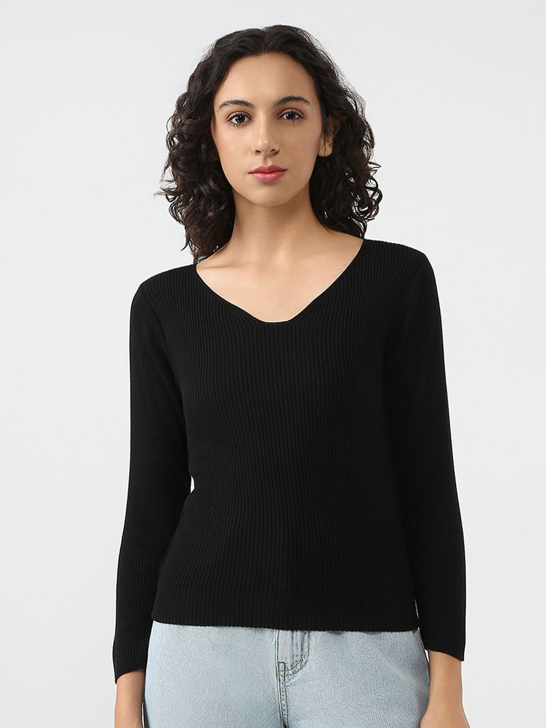 

Kraus Jeans Women V-Neck Top, Black