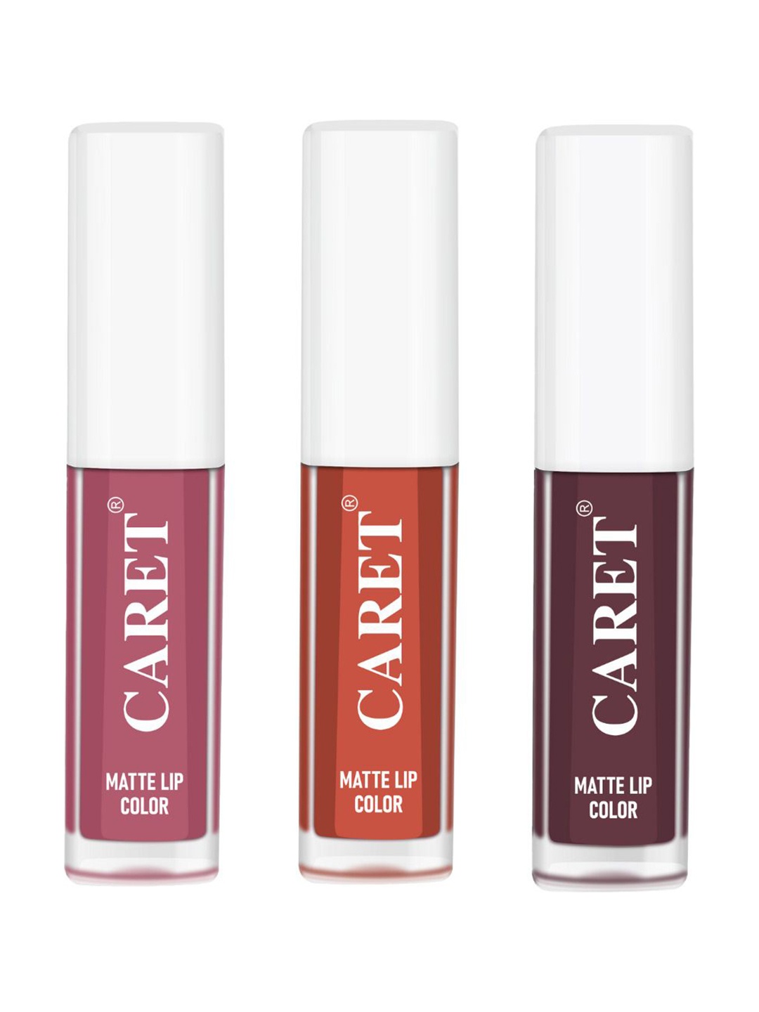 

CARET ORGANIC Set Of 3 Super-Pigmented Liquid Matte Lipsticks - 2 ml Each - Shade 2 - 6 -7, Pink