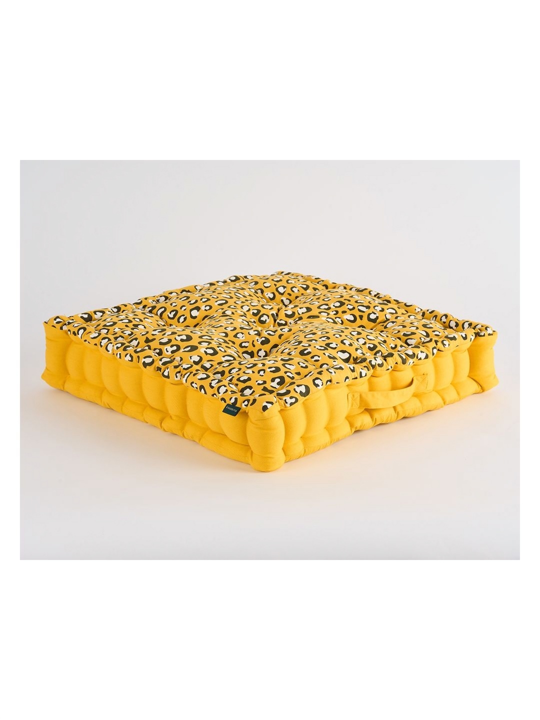 

SKANDA FAB Mustard Yellow Cotton Animal Print Floor Cushion