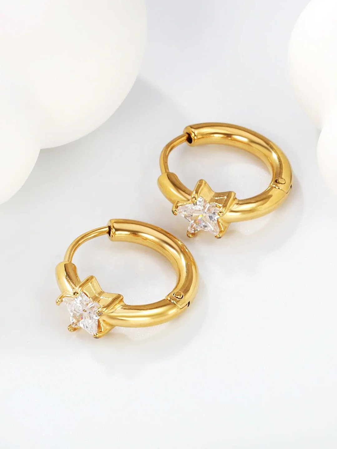 

Inaya Demi Fine 18k Gold-Plated Stainless Steel Cubic Zirconia Stone Studded Earrings