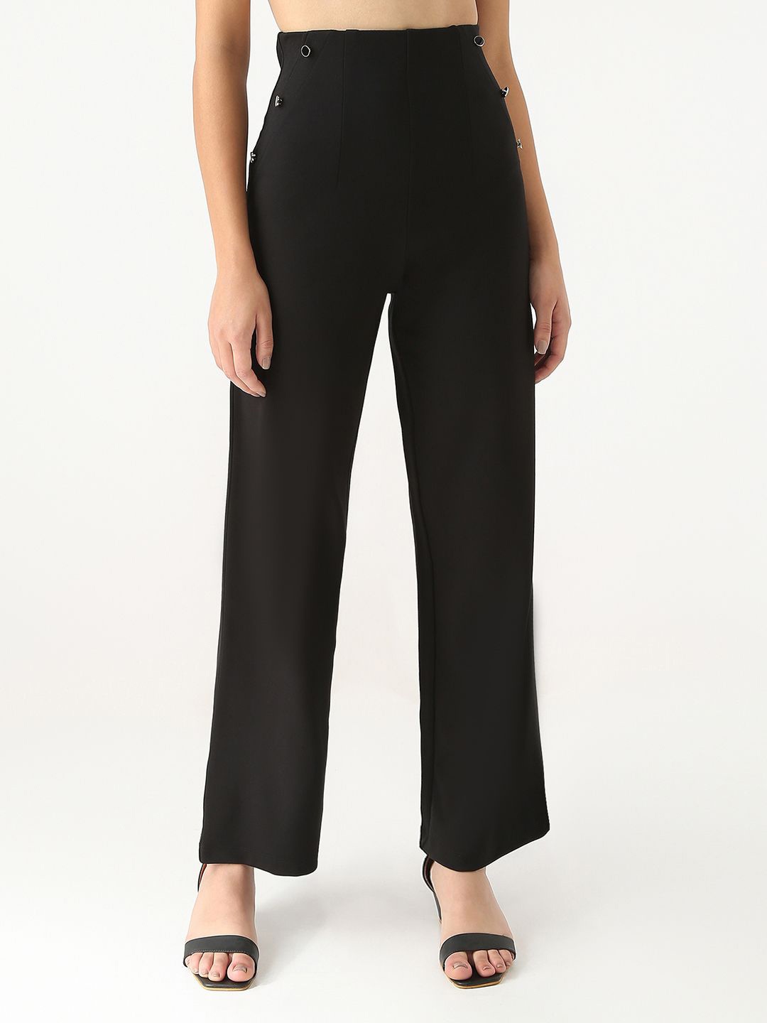 

Kraus Jeans Women Straight Fit Trousers, Black