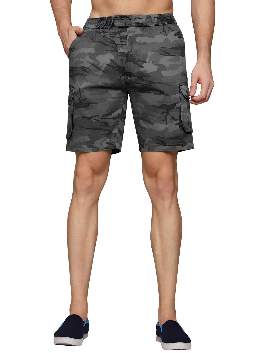 

BAESD Men Printed High-Rise Cargo Shorts, Grey