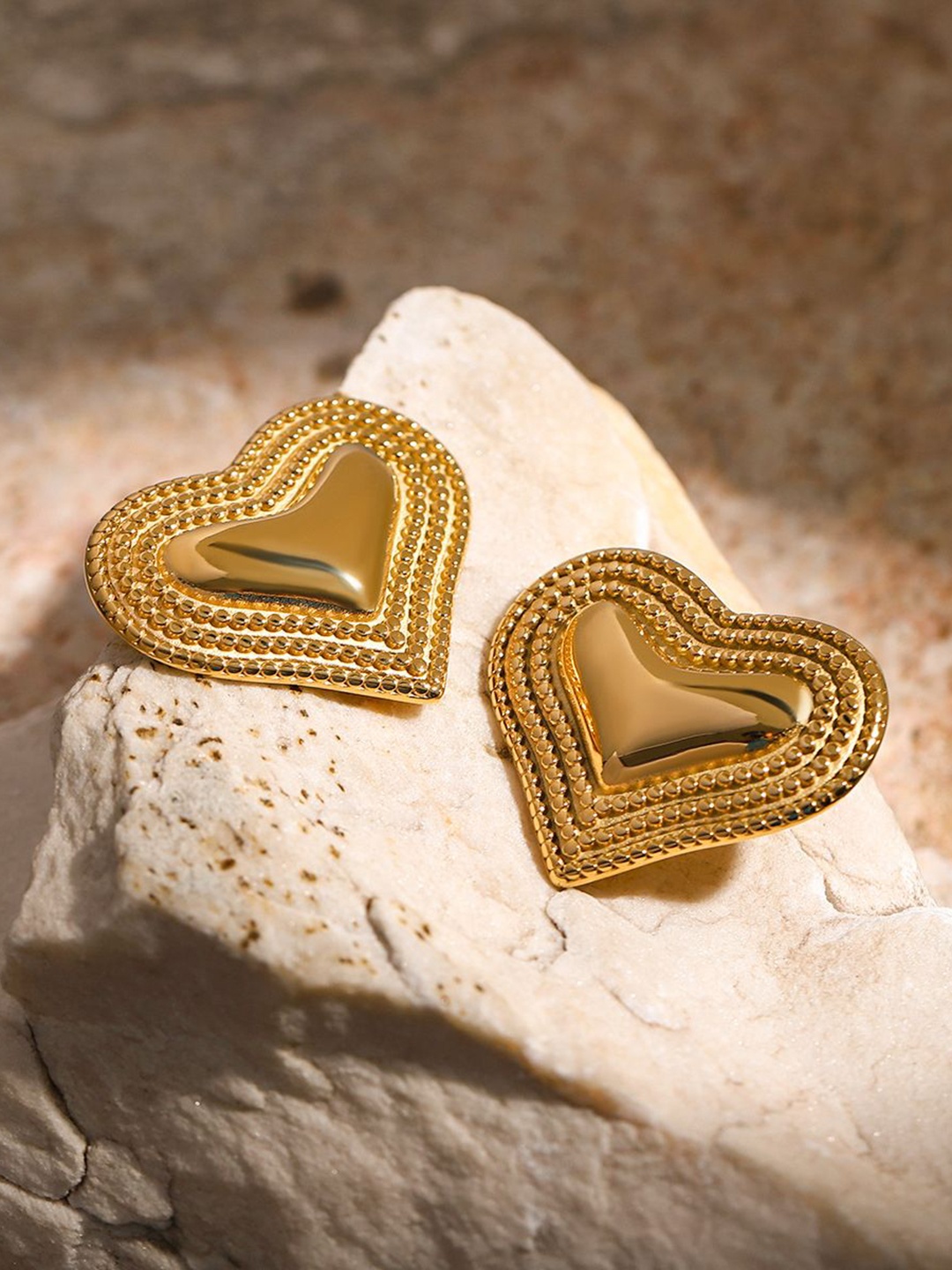 

KAORI BY SHREYA AGARWAL Gold-Plated Stainless Steel Heart Shaped Studs