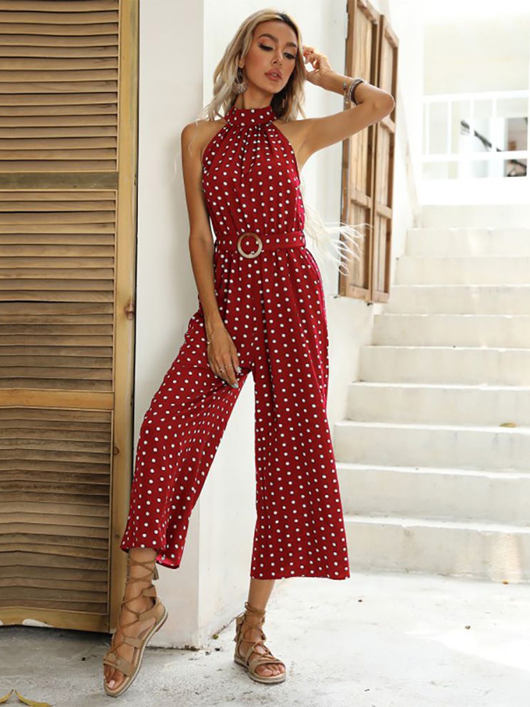 

StyleCast x Revolte Women Printed Basic Jumpsuit, Maroon