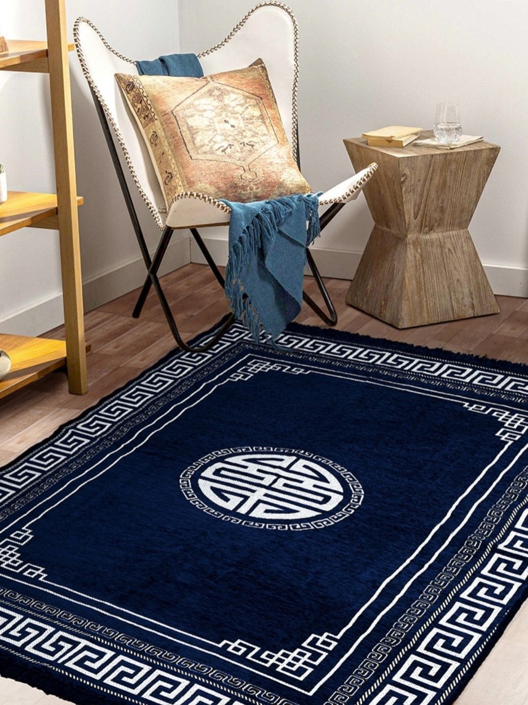 

bsb home Navy Blue Abstract No Shredding Carpet