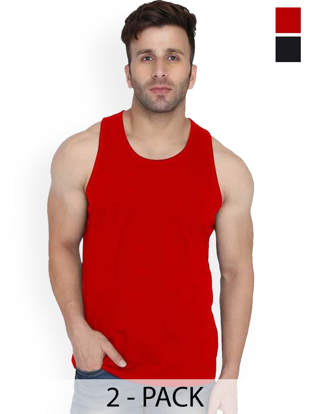 

Woostro Pack Of 2 Gym Innerwear Vests, Black