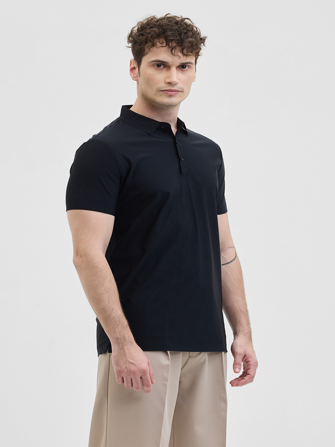 

Snitch Men Polo Collar Slim Fit T-shirt, Black