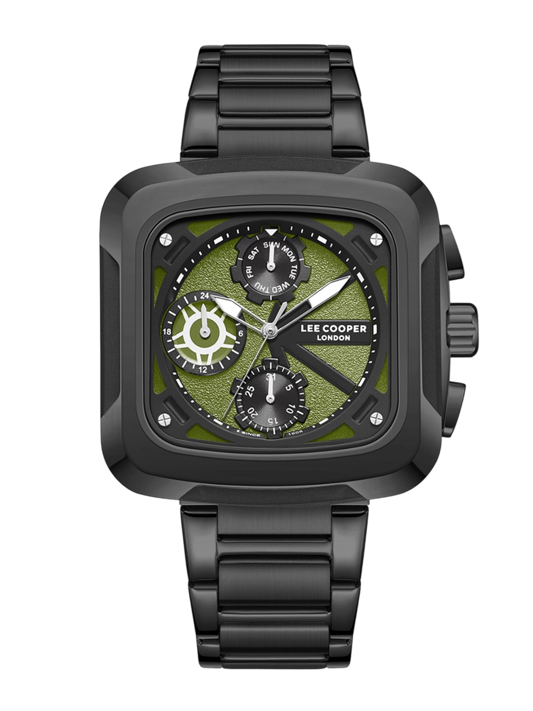 

Lee Cooper Men Brass Dial & Stainless Steel Bracelet Style Straps Analogue Multi Function Watch LC08013.070, Grey