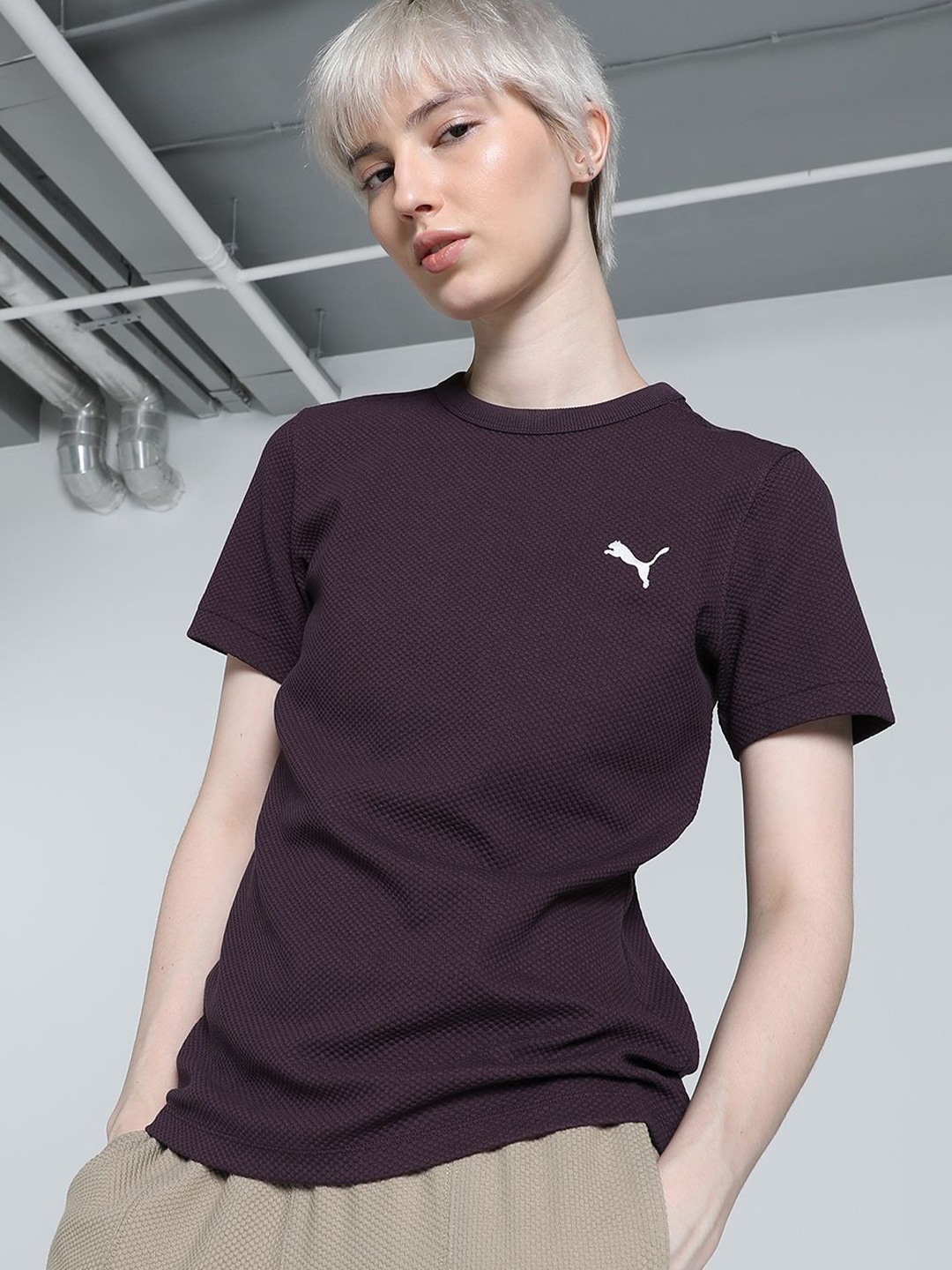 

Puma Women Her Self Design Cotton Sports Tee, Purple