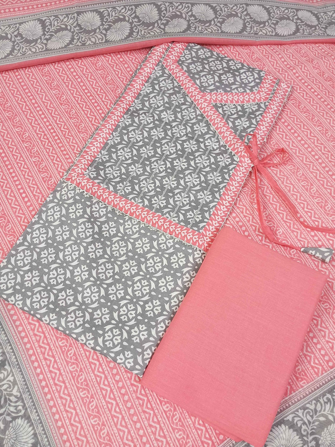 

Sublime W Ethnic Motifs Printed Pure Cotton Unstitched Dress Material, Pink
