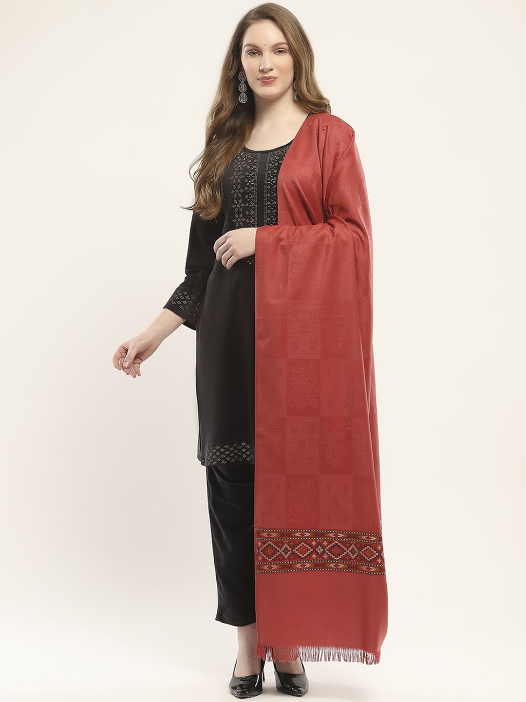 

Monte Carlo Self Design Acrylic Shawl, Red