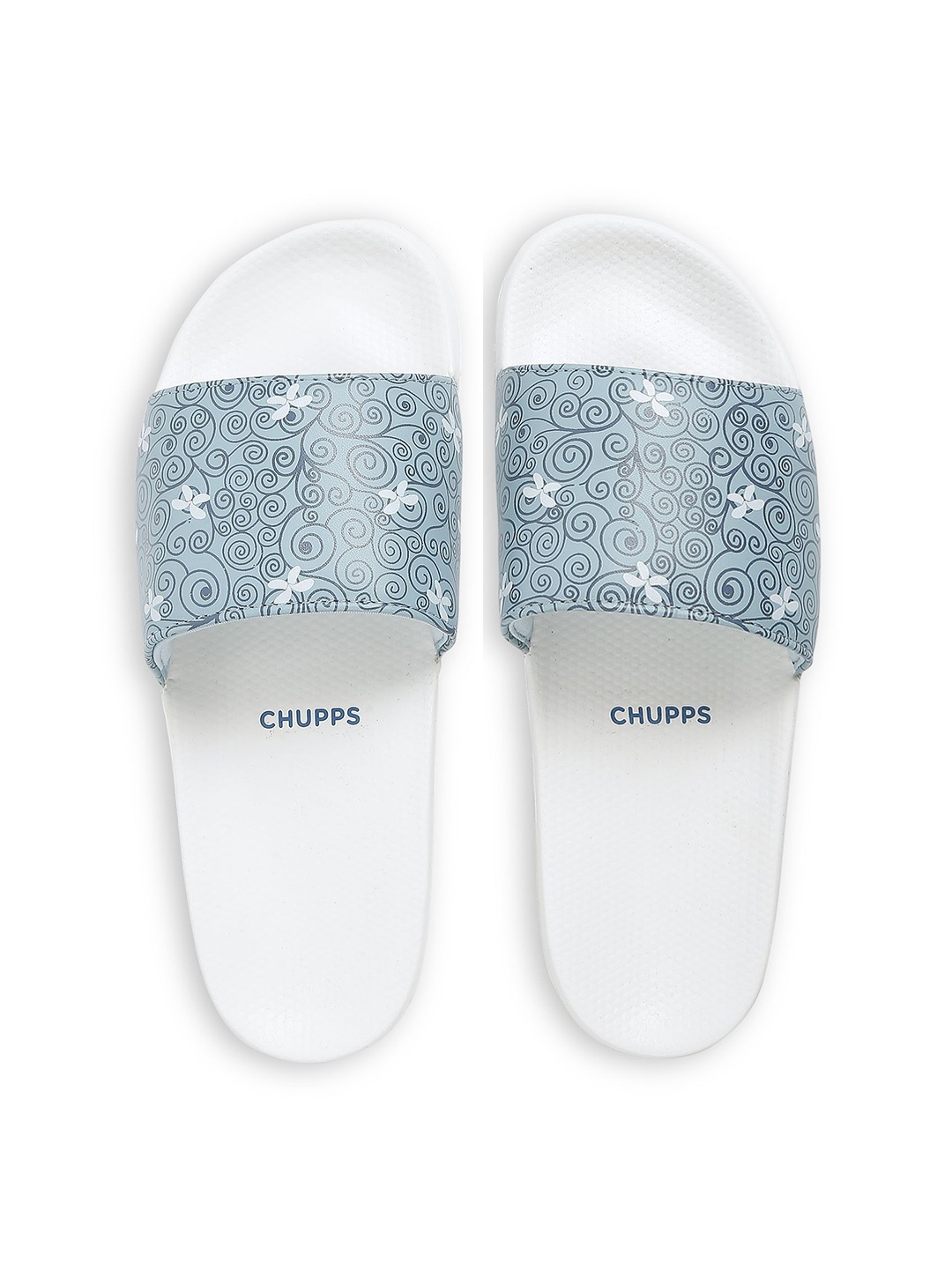 

CHUPPS Women Printed Sliders, Blue