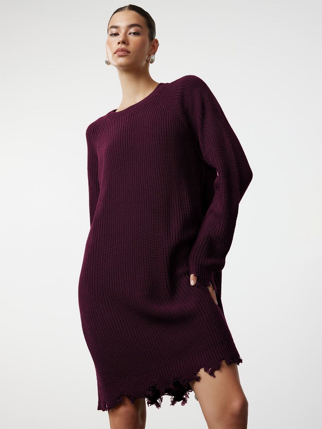 

Trendyol Bordo Round Neck Jumper Dress, Burgundy